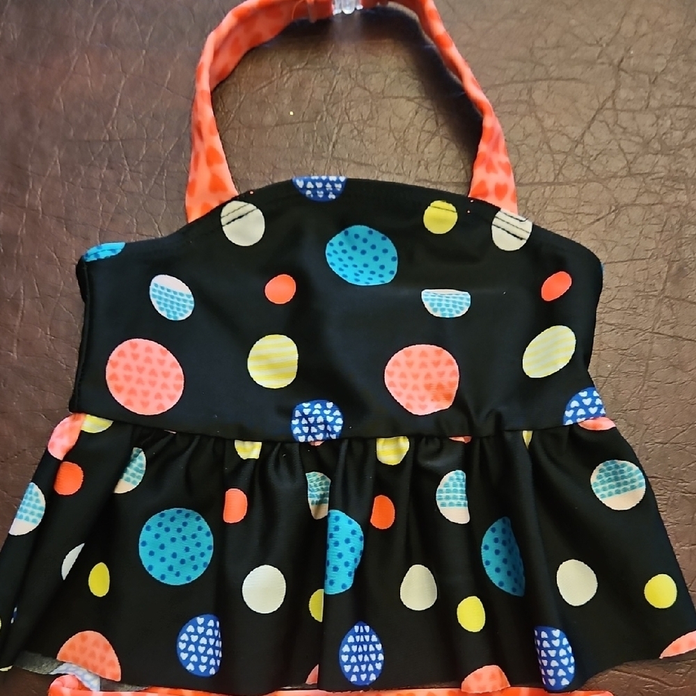 Cat & Jack Black and Orange Polka Dot Bikini - Picture 2 of 9
